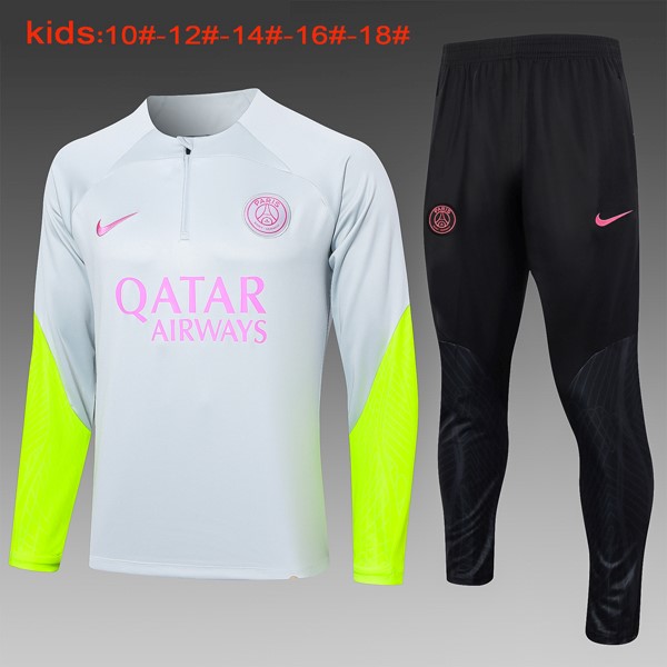 Ninos Sudadera De Training PSG 2024-2025 Gris Rosa